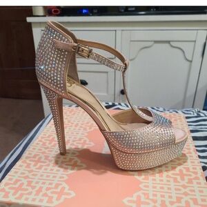 Gianni Bini Sparkling Rhinestone Tan Heels ‘bright night’ women 9.5